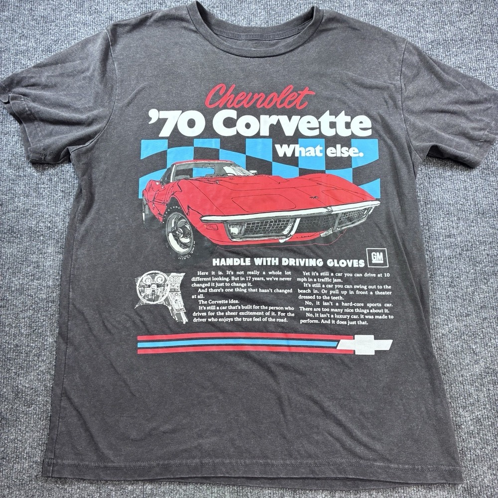 Chevrolet 1970 Corvette T Shirt Mens L C3 Stingray GM Graphic Car Tee Black